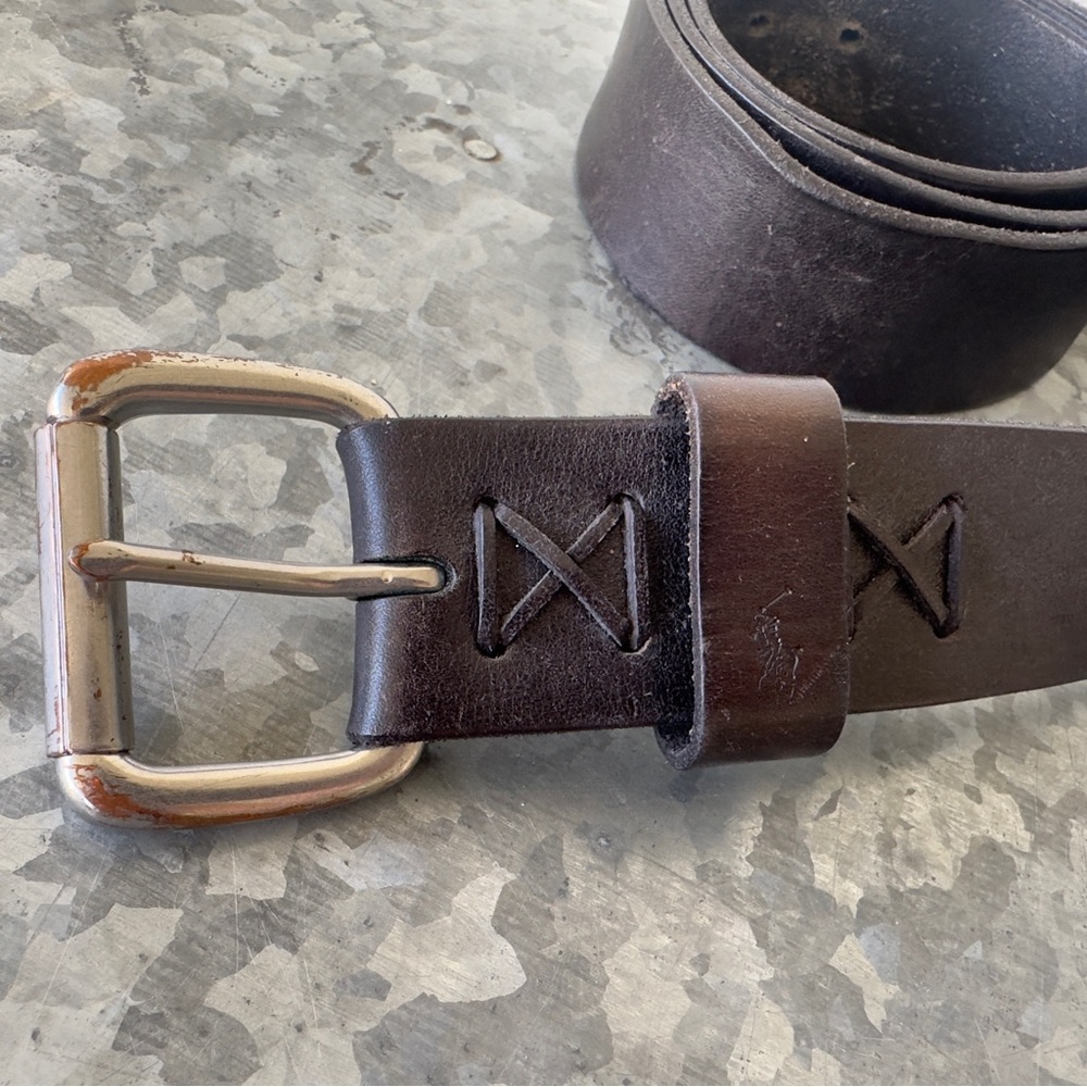POLO Ralph Lauren mens‎ 42 full grain leather X keeper pony logo